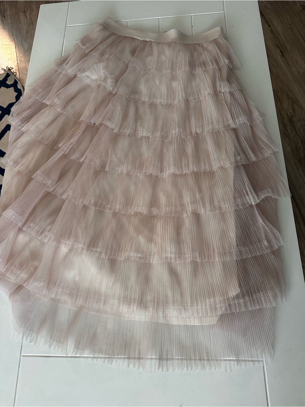 Simply Vera Vera Wang Beige Cream Tulle Plaid Maxi Skirt - Picture 10 of 10